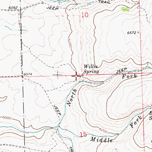 Topographic Map of Willis Spring, ID