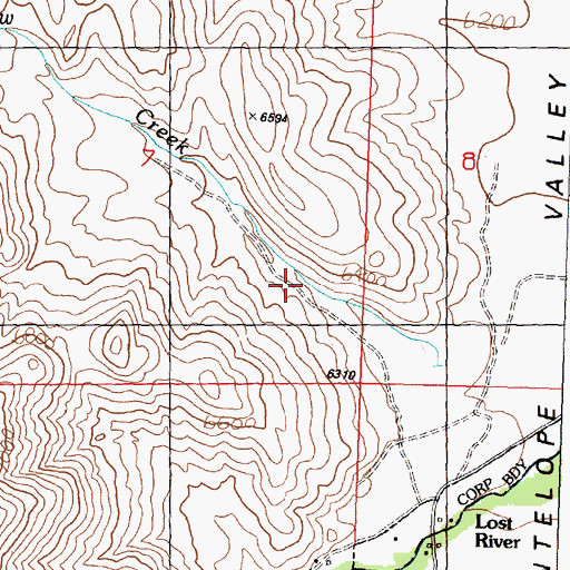 Topographic Map of Willow Creek, ID