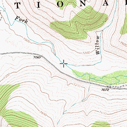Topographic Map of Willow Creek, ID