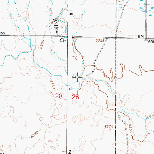 Topographic Map of Willow Creek, ID