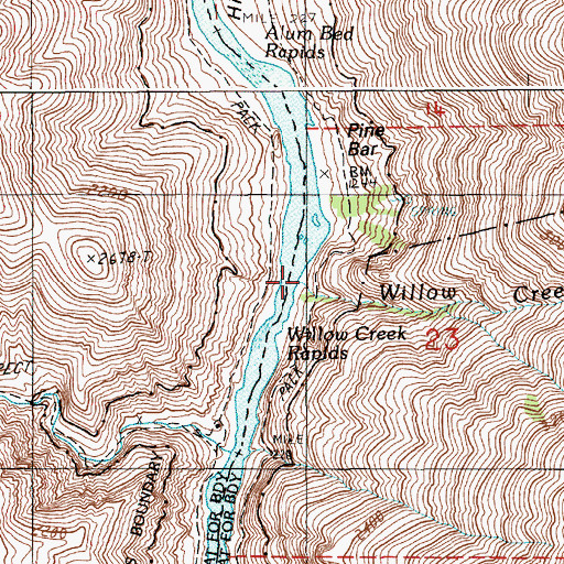 Topographic Map of Willow Creek, ID
