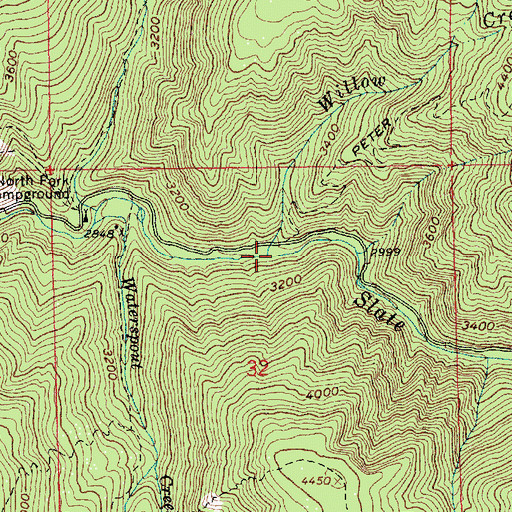 Topographic Map of Willow Creek, ID