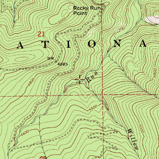Topographic Map of Willow Creek, ID