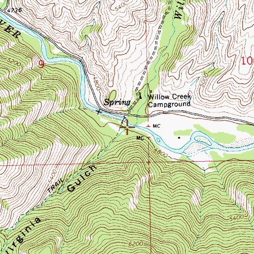 Topographic Map of Willow Creek, ID