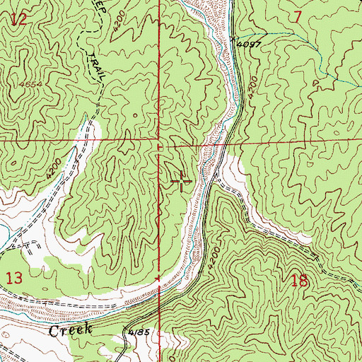 Topographic Map of Willow Creek, ID
