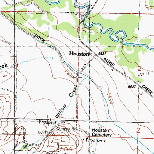 Topographic Map of Willow Creek, ID