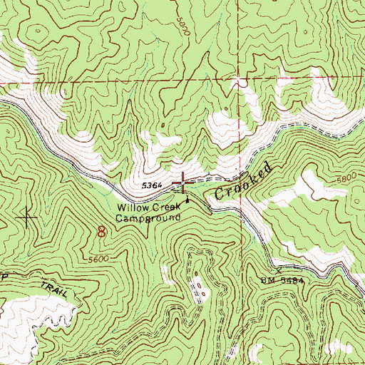 Topographic Map of Willow Creek, ID