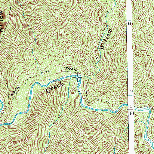 Topographic Map of Willow Creek, ID