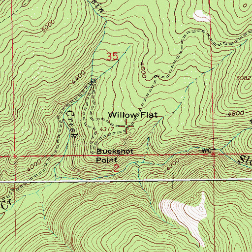 Topographic Map of Willow Flat, ID