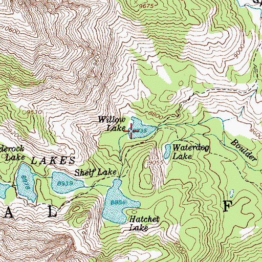 Topographic Map of Willow Lake, ID