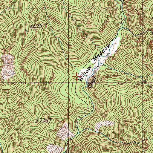 Topographic Map of Willow Meadow, ID