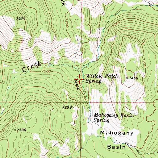 Topographic Map of Willow Patch Spring, ID