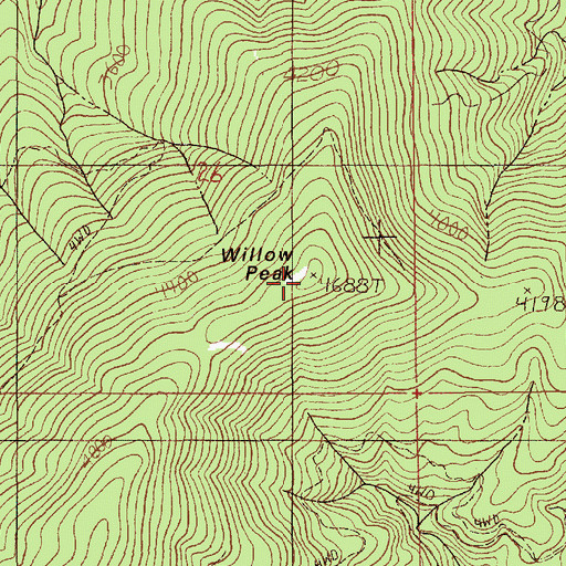 Topographic Map of Willow Peak, ID