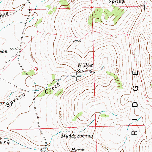 Topographic Map of Willow Spring, ID