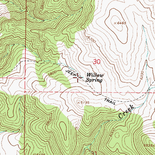 Topographic Map of Willow Spring, ID