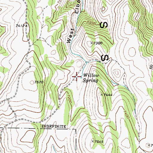 Topographic Map of Willow Spring, ID