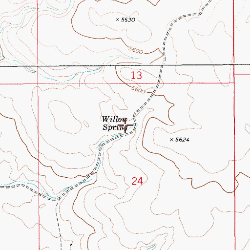 Topographic Map of Willow Spring, ID