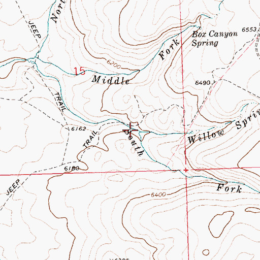 Topographic Map of Willow Spring Creek, ID