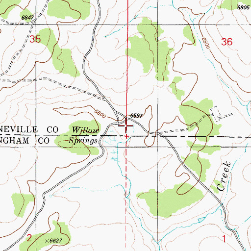 Topographic Map of Willow Springs, ID
