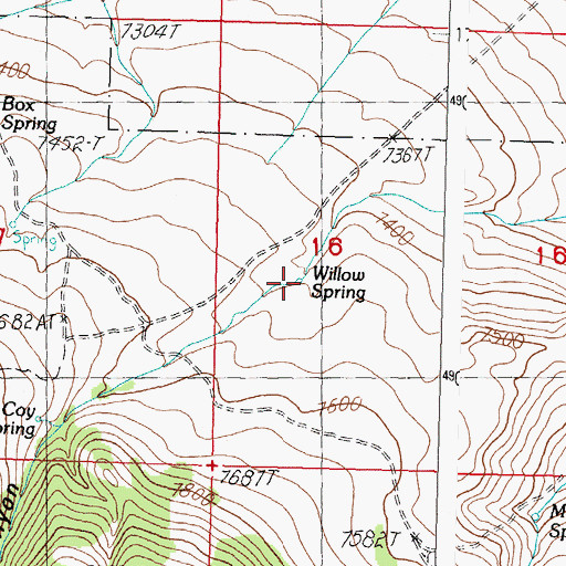 Topographic Map of Willow Spring, ID