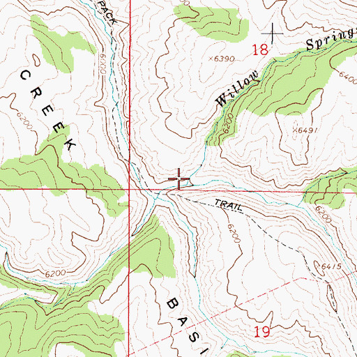 Topographic Map of Willow Springs Creek, ID