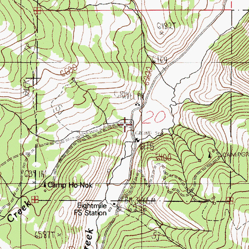 Topographic Map of North Wilson Creek, ID