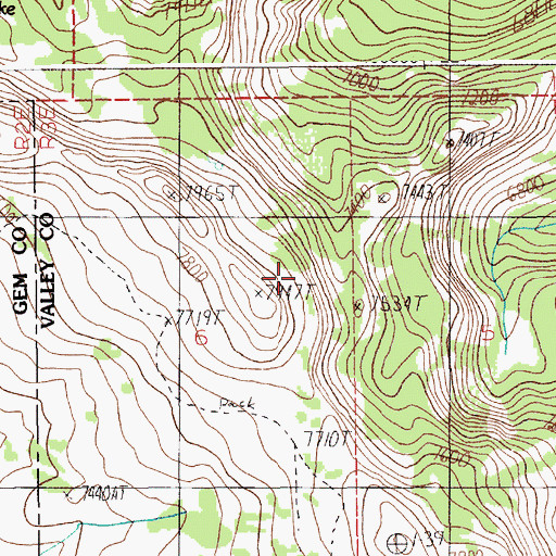 Topographic Map of Wilson Creek Trail, ID