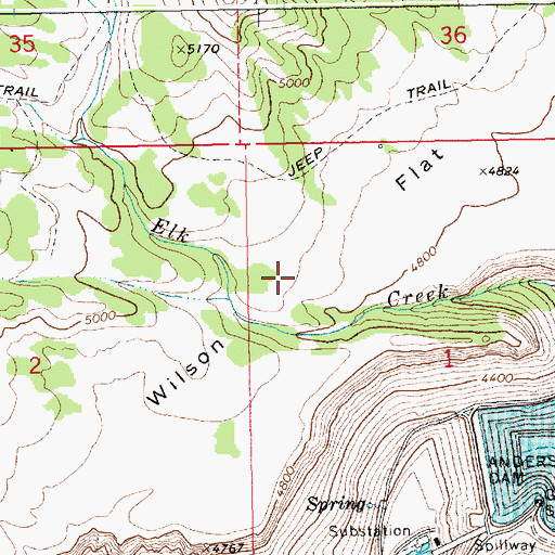Topographic Map of Wilson Flat, ID