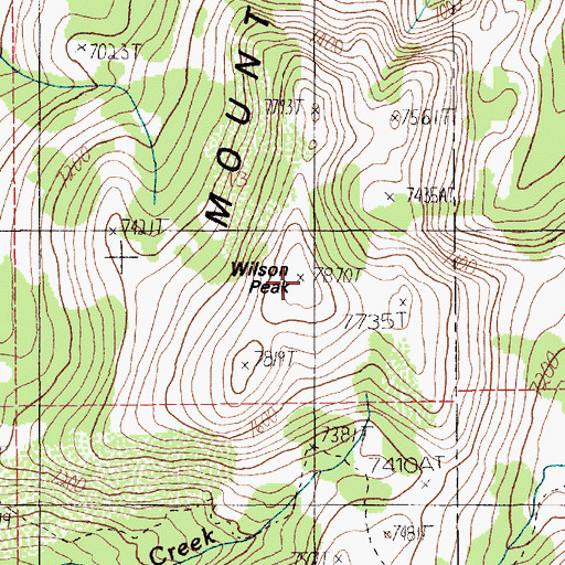 Topographic Map of Wilson Peak, ID