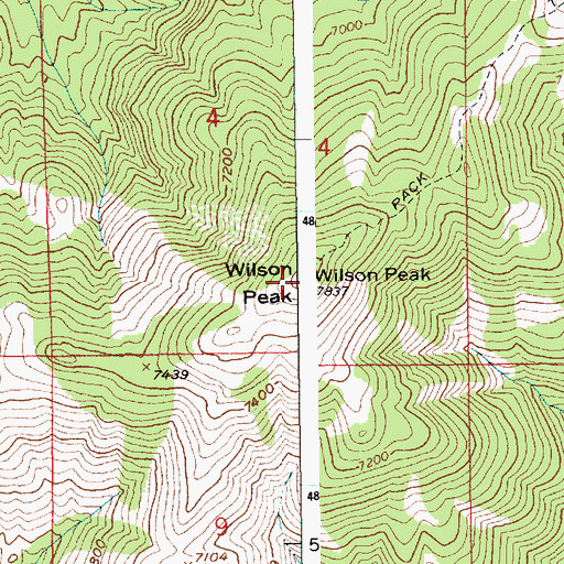 Topographic Map of Wilson Peak, ID