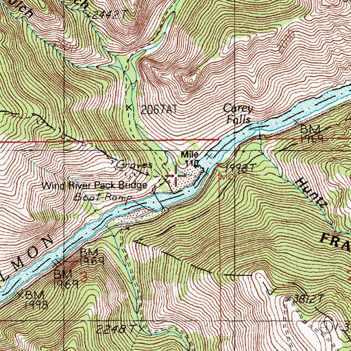 Topographic Map of Wind River, ID