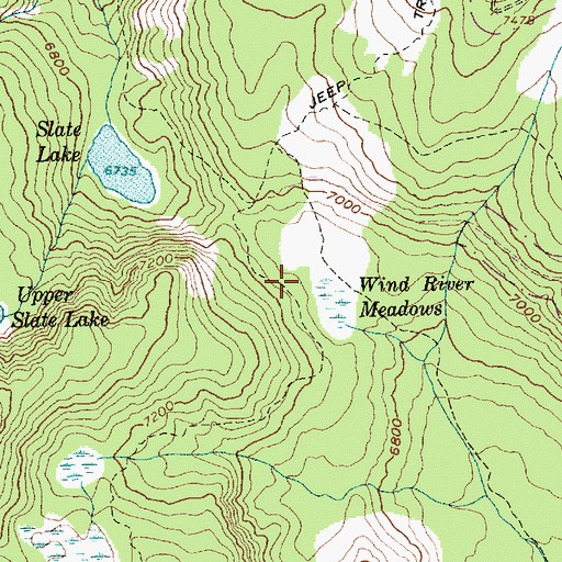 Topographic Map of Wind River Meadows, ID