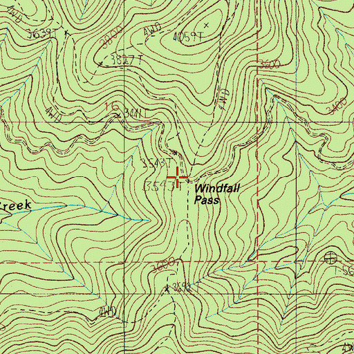 Topographic Map of Windfall Pass, ID