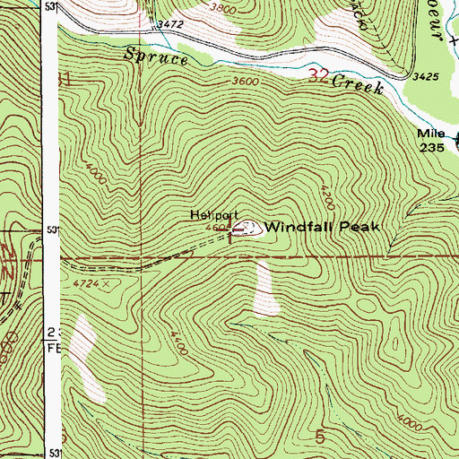 Topographic Map of Windfall Peak, ID