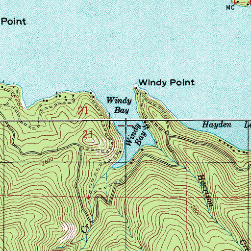 Topographic Map of Windy Bay, ID