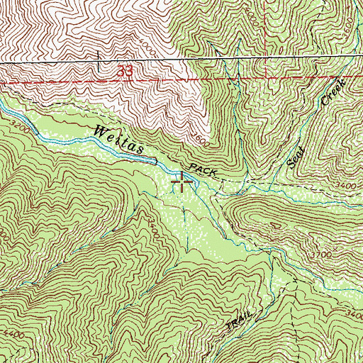Topographic Map of Windy Creek, ID