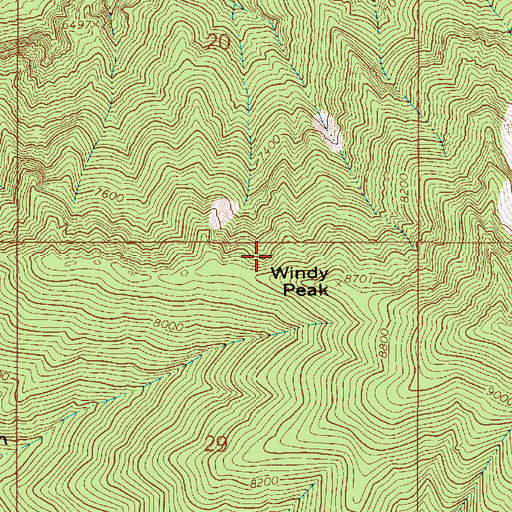 Topographic Map of Windy Peak, ID