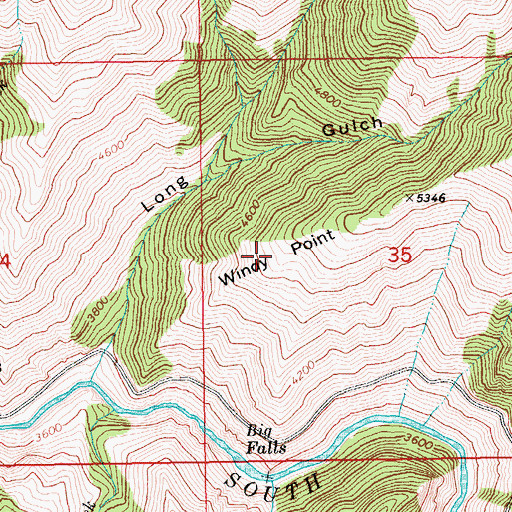 Topographic Map of Windy Point, ID