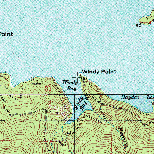 Topographic Map of Windy Point, ID