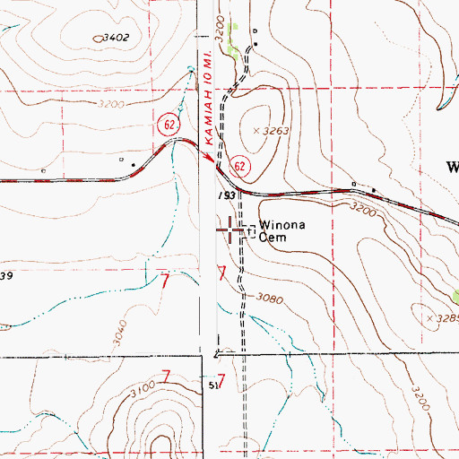 Topographic Map of Winona Cemetery, ID