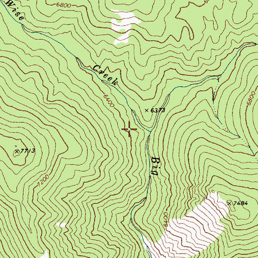 Topographic Map of Wise Creek, ID