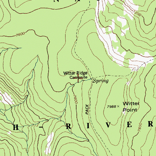 Topographic Map of Witter Ridge Campsite, ID