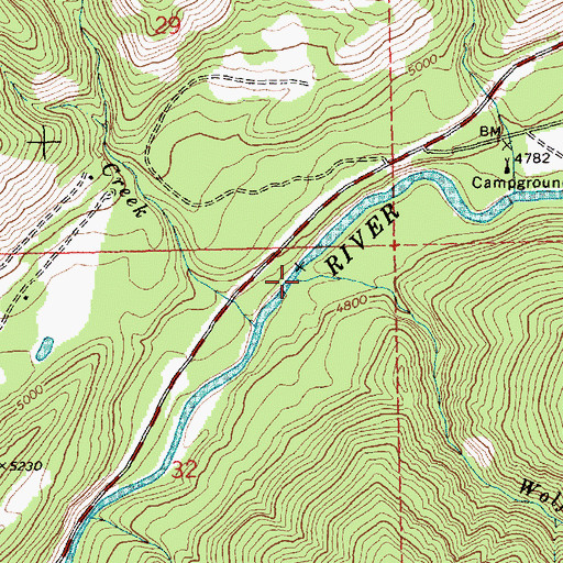Topographic Map of Wolf Creek, ID