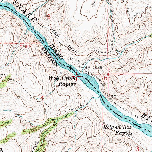 Topographic Map of Wolf Creek, ID