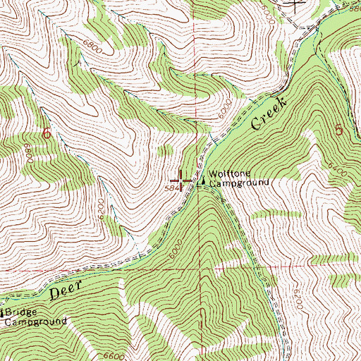 Topographic Map of Wolftone Campground, ID