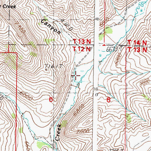 Topographic Map of Wood Canyon, ID