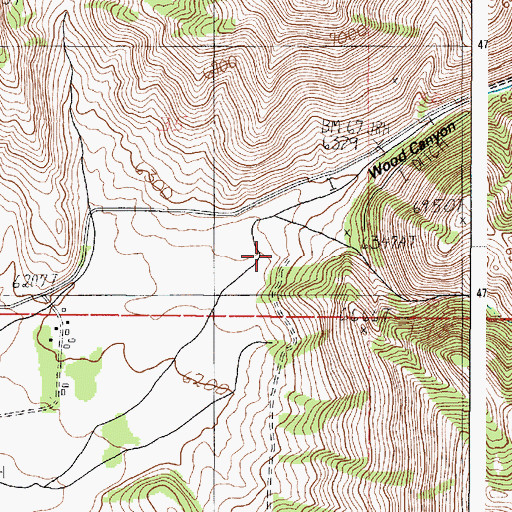 Topographic Map of Wood Canyon, ID