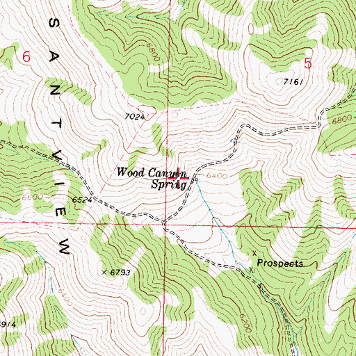 Topographic Map of Wood Canyon Spring, ID