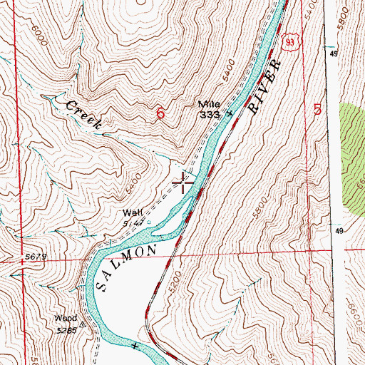 Topographic Map of Wood Creek, ID