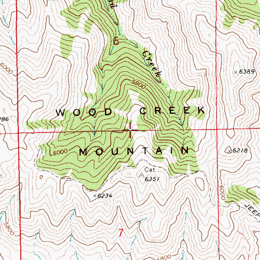 Topographic Map of Wood Creek Mountain, ID